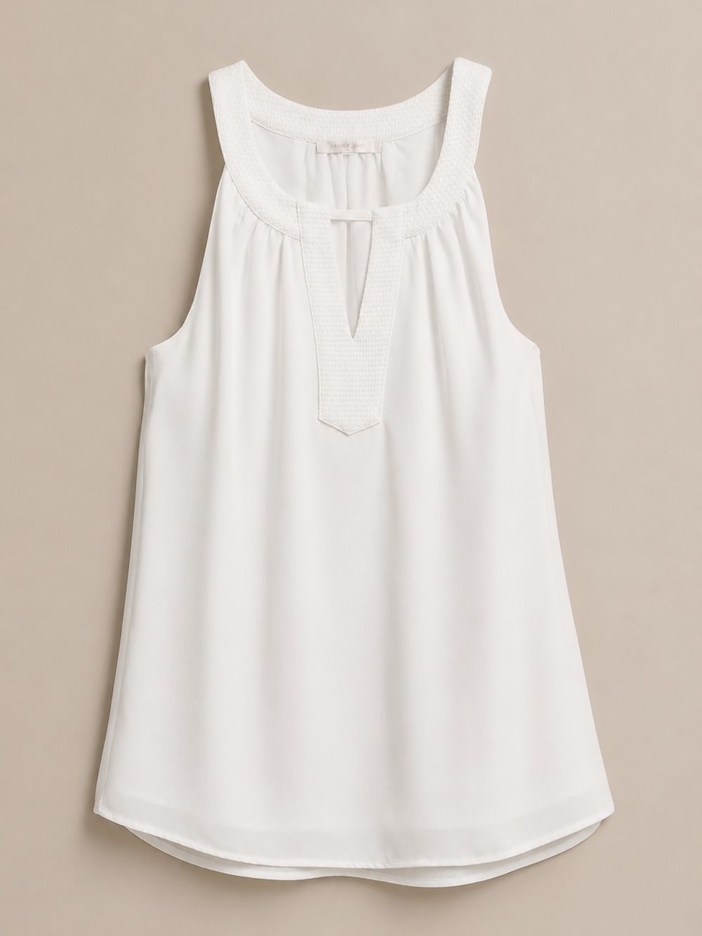 Skies Are Blue White Sleeveless Notch Neck Blouse
